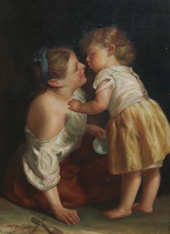 Oil painting - girl & child